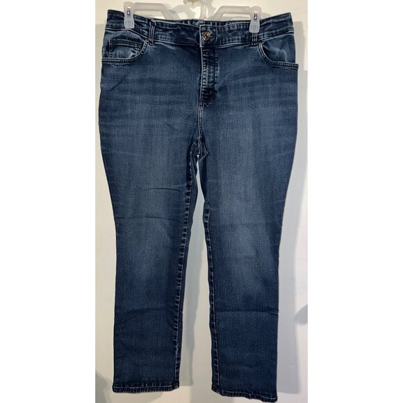 Lee Womens Denim Size 20W Straight Leg Jeans Blue Mid Rise 5-Pocket Dark Wash - Picture 1 of 3
